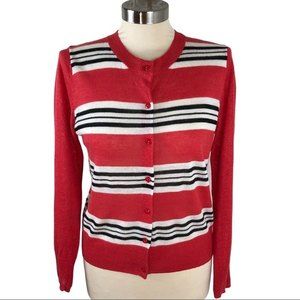 Skies are Blue Striped Linen Button Up Cardigan S